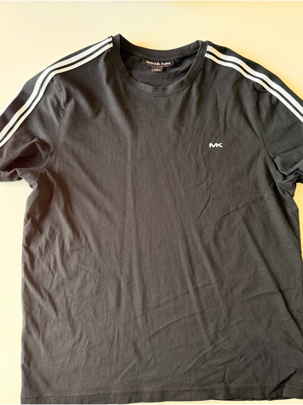 Michael Kors Black T-Shirt with White Shoulder Stripes